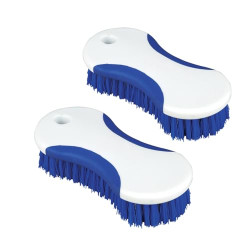 CELOX 2 Pack Multi Purpose Heavy Duty Scrub Brush, Deep Clean Brush for Tile Floors and Walls, Shower Doors, Tubs - color: White Blue