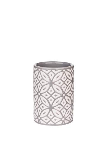 Groovy Bathroom Accessories Set - Complete Bath Accessory Sets Includes Soap Dispenser, Toothbrush Holder, Tumbler, Soap Dish, - color: Grey