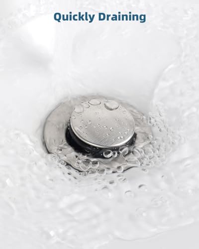 Universal Bathroom Sink Drain Stopper with Lift Rod, Brushed Nickel | Pop Up Sink Drain with Overflow, Universal Fit, Drain Stopper for Vessel Sink, Assembly for Bathroom Faucet - color: Brushed Nickel