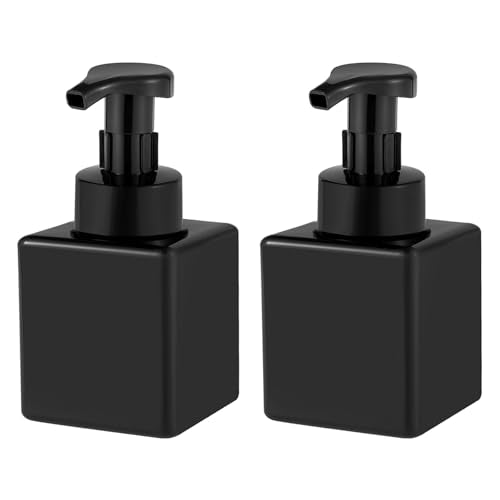 UUJOLY Foaming Soap Dispenser, 9oz Refillable Pump Bottle Plastic for Liquid Soap, Shampoo, Body Wash, 2 Pcs, Black - size: 2 Pack/9oz