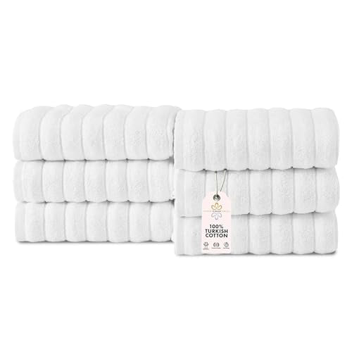 Classic Turkish Towels CTT Premium 6 Piece Hand Towels Set, 100% Turkish Cotton, Quick Dry & Comfy Towels for Hotel & Spa, Highly Absorbent | 20"x32" (White) - color: White, size: 6-Piece Hand Towel Set