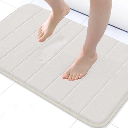 Buganda Memory Foam Bath Mat, 30" x 20", Ultra Soft Bathroom Rugs, Water Absorbent and Machine Washable Bath Rug for Bathroom, Shower, and Tub, Cream - color: Cream, size: 30" X 20"