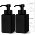 Black Foaming Hand Soap Dispenser, 12oz/350ml Glass Square Foam Soap Dispenser Set, 2Pcs Foaming Soap Dispenser with Foaming Pump, Refillable Soap Foam Dispenser for Bathroom, Kitchen - color: Black Bottle
