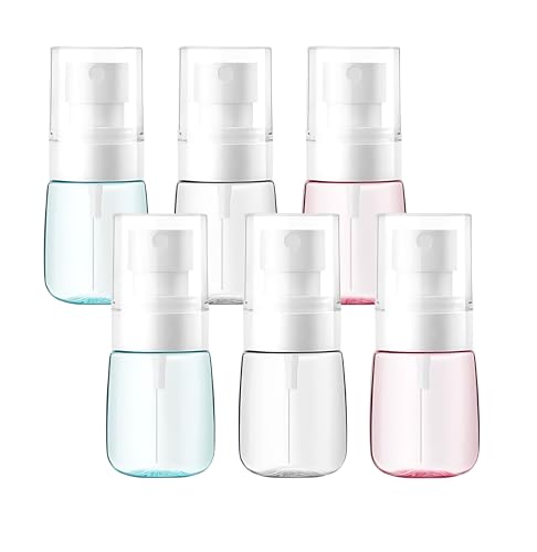 6 Pack 1oz 30ml Travel Spray Bottles TSA Approved - Leakproof Plastic Fine Mist Sprayers for Toiletries, Skincare & Plants, Portable Mini Sprayer Set with Secure Caps & Assorted Colors