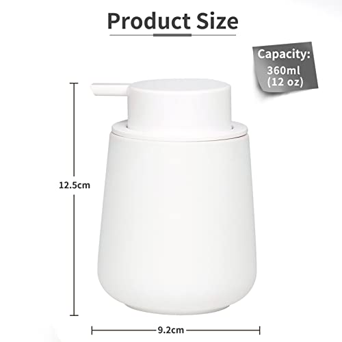 Bosilunlife Ceramic Foaming Soap Dispenser - 12Oz Bathroom Countertop Kitchen Dish Soap Pump Dispenser Foam Soap Dispenser - Rubber Paint White - color: Rubber White