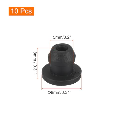 MECCANIXITY Silicone Snap in Locking Hole Plugs,Rubber Panel Seal Cover Flush Type Panel Round for Kitchen Rubber Bulkheads Waterproof Sealing Plugs 5mm/0.2 Inch Diameter Black,Pack of 10 - size: 5mm