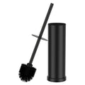 Black Toilet Brush and Holder Set，Stainless Steel Heavy Duty Toilet Bowl Brush，Extra Long Handled Modern Toilet Cleaner Brush with Replaceable Head, Removable Inner Bowl, and Splash Protection - color: Black, size: 1 Pack