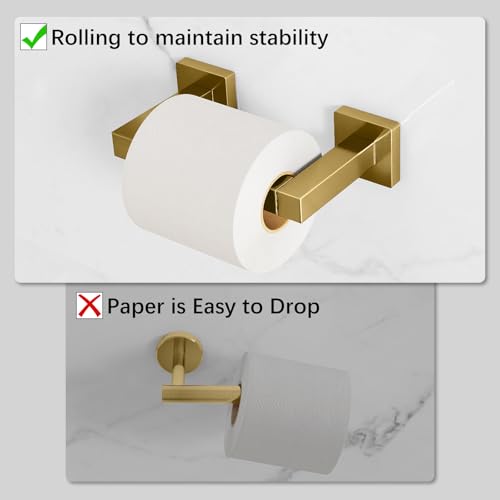 FEILERN Toilet Paper Holder, Wall Mount Pivoting for Bathroom, Gold | Square Tissue Paper Holder, Stainless Steel, Double Post Pivoting, Commercial Toilet Paper Dispenser - color: Gold, size: 1 Pack