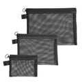 3-Pack Mesh Makeup Bag – mesh bags，Ideal Diaper Bag Organizer & Small Purse Pouch, Perfect for Travel and Daily Use forTravel Toiletry Bag - color: 3 black items