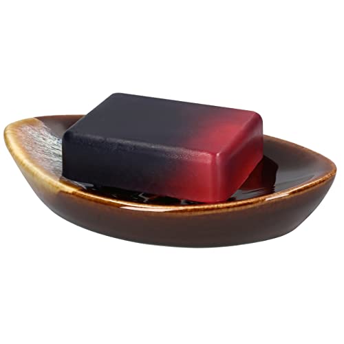 Ceramic Soap Dish with Self Draining Tray for Bar Soap, Bathroom, Kitchen (Brown No.3) - color: Brown No.3