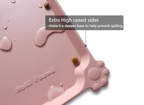 Hoki Found L Silicone Non Slip Pet Food Mats - Placemat for Dog Cat - Waterproof Dog Cat Food Mats - Carpet Friendly - Neutral Pink - color: Neutral Pink, size: 22" x 14"