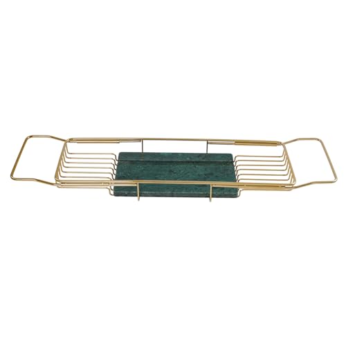 Expandable Bathtub Tray,Bathtub Tray Caddy for Luxury Bath Expandable,Expandable Range 68-90cm/26.77-35.43 in (Gold+Green) - color: Gold+green