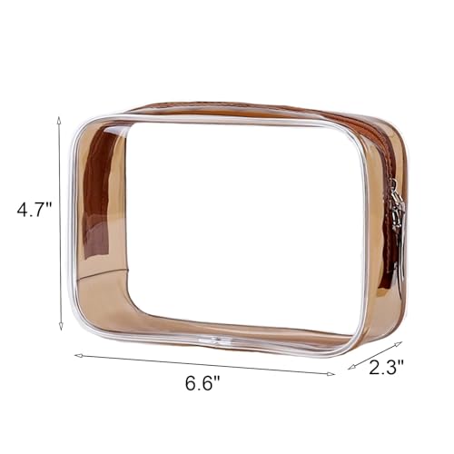 Buminee Clear Pouch Small, Makeup Bag, TSA Approved Toiletry Bag, Clear Travel Bags for Toiletries, Cosmetic Bag for Women and Men Small-1 Pack Coffee - color: coffee