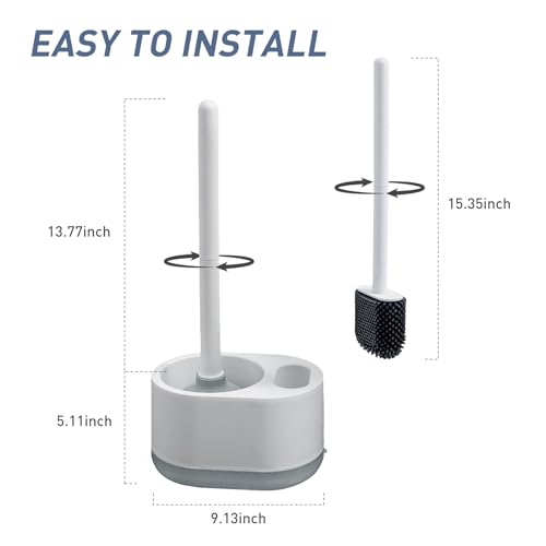 Silicone Toilet Brush Plunger Set, 2 in 1Toilet Bowl Brush and Holder Plunger Set, Plunger Toilet Brush Combo, Bathroom Toilet Brush, Toilet Brush Set, Toilet Scrubber and Plunger Set - color: Gray