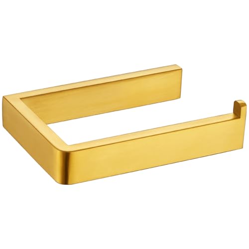 APLusee Brushed Gold Toilet Paper Holder, 304 Stainless Steel Tissue Roll Hanger, Wall Mount - color: Brushed Gold