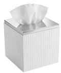 Estella White Square Resin Tissue Box Cover with Silver Top - style: Square Tissue Box