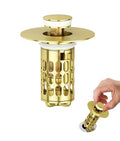 QYHNYJF Upgraded Bathroom Sink Stopper with Hair Catcher - Universal Pop-Up Drain Plug, Stainless Steel & Silicone Seal for 1.1-1.5 Inch Drains, Gold Matte Brushed Finish (Gold Matte Brushed) - color: Gold Matte Brushed