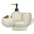 bbruriy 4-Pieces White Ceramic Bathroom Decor Accessory Set Includes Soap Lotion Dispenser,Soap Dish,Cup and Toothbrush Holder