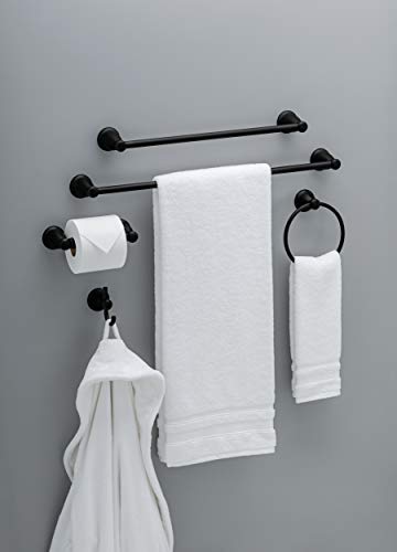 Franklin Brass 5-Piece Matte Black Bathroom Set (2) Towel Racks, Ring, Toilet Paper Holder, Hook | Kinla Bath Accessories - color: Matte Black, style: 5-Piece Bath Accessory Set
