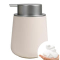 Bosilunlife Ceramic Foaming Soap Dispenser - 12Oz Bathroom Countertop Kitchen Dish Soap Pump Dispenser Foam Soap Dispenser - Beige with Silver - color: Beige With Silver Pump