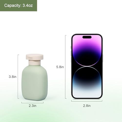 3.4 oz Small Plastic Travel Shampoo Bottles, Empty Plastic Squeeze Bottles with Flip Cap for Toiletries, Leakage-proof Travel Shampoo and Conditioner Bottles (4 pack, Green) - color: Green, size: 3.4 ounces