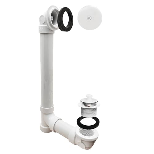 Westbrass Pull & Drain Sch. 40 PVC Bath Waste with One-Hole Top Elbow, Powder Coat White, D49721-50 - color: Powder Coat White, size: 1 Pack