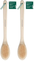EcoTools Bristle Bath Brush, Shower Body Brush with Gentle, Stiff Bristles, Long Bamboo Handle, Gently Exfoliating for Back & Body, Stimulates Blood Circulation, Eco-Friendly, 1 Count (Pack of 2) - size: 1 Count (Pack of 2)