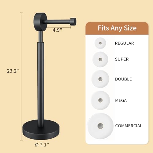 YUMORE Toilet Paper Holder Stand,Freestanding Bathroom Metal Black Matte Tissue Roll Holder for Modern Bathroom - size: 1 Roll