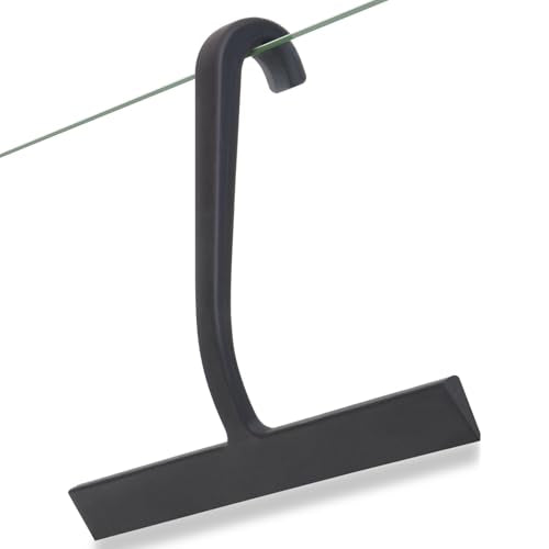 Shower Squeegee for Glass Doors – 10" Silicone Squeegee with Built-in Hook, One-Piece Seamless Design, Streak-Free & No-Scratch Window Cleaner for Bathroom, Mirrors & Tiles (Black) - color: Black, size: 10 Inch