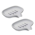 SUBEKYU Silicone Soap Dish for Bathroom,Bar Soap Holder for Shower with Draining Tray, Waterfall Soap Tray for Kitchen Sink, Set of 2 (2 * Gray) - color: 2 * Gray