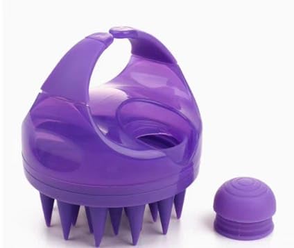 2-in-1 Scalp Massager with Shampoo Dispenser - Durable Head Scrubber for Deep Cleansing and Hair Growth, Non-Slip Exfoliating Brush for Dandruff Removal, Handheld Silicone Hair Brush - (Purple) - color: Purple