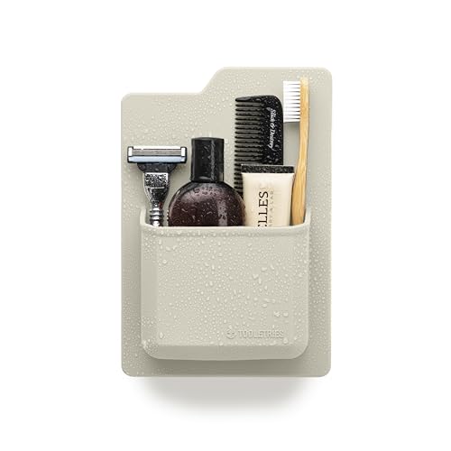 TOOLETRIES The James Organizer, Shower Storage Holder - Sand | Silicone shower storage with a reusable strong grip for toiletries and everyday bathroom essentials. - color: Sand