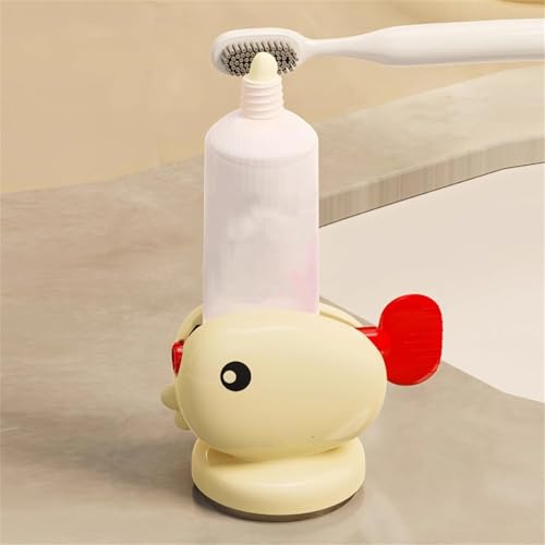 Cute Whale Toothpaste Squeezer,Suction Cup Manual Toothpaste Squeezer,Multifunction Manual Rotate Toothpaste Dispenser Bathroom Accessories Sets Products (Red) - color: Red