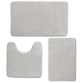 Bath Mat 3 PIECE, Non Slip Ultra Absorbent,Silver Grey Bathroom Rugs - color: Silver