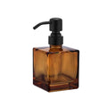 Square Bathroom Soap Dispenser Amber Bottle with Black Pump, Retangle Cube 8.4 oz Glass Bottles with Stainless Steel Pump Hand Liquid Soap Dispenser Kitchen - color: Amber and Black, size: 8.4oz-Square