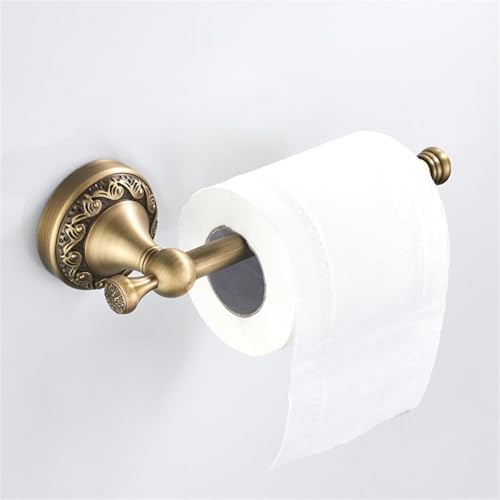 Flybath Toilet Paper Holder Brushed Brass Antique Wall Mounted for Bathroom | Exquisite Pattern Carving, Rustproof Sturdy, Heavy Duty, Easy to Fit, Vintage Gold Loo Roll Holder, Bath Paper Storage Bronze