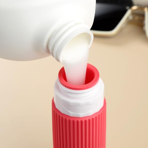 Mrsdry Travel Bottles for Toiletries, Tsa Approved 3oz Portable Travel Bottles, BPA Free Leak Proof Squeezable Silicone Travel Size Containers, Travel Accessories with Clear Toiletry Bag (4 Pack) - color: Cream-Colored, size: 3 Ounces
