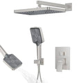 Shower System 13-Inch Rainfall Shower Head - 3 Setting Handheld Sprayer, Complete Bathroom Set with Faucet Mixer Trim Kit & Valve Brushed Nickel - color: Brushed Nickel, size: 13''
