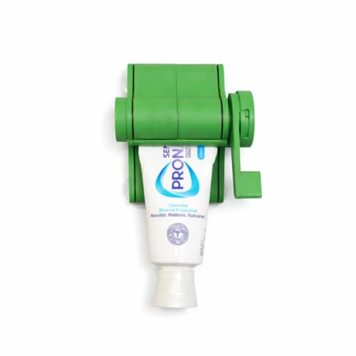 Toothpaste Dispenser, One-Hand Operation, Wall Mounted, Quick Installation. (Green/Black)