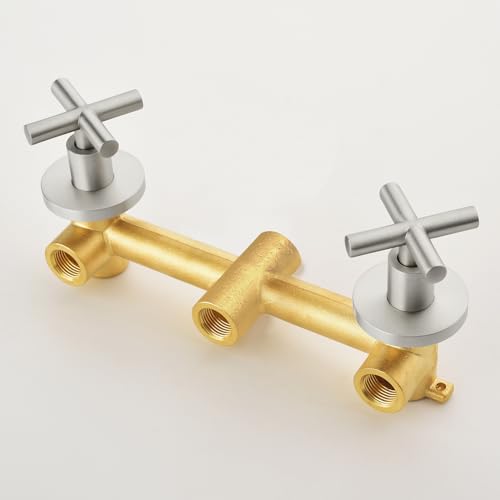 2 Handle Shower Faucet Set with Tub Spout Bathtub Shower Faucet Combo Set Shower System Complete Tub and Shower Trim Kit Brushed Nickel Wall Mounted Shower Fixtures - color: Brushed Nickel