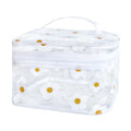 Clear White Flower Cosmetic Bag and Travel Pouch with Handle 8.66x5.51x5.51inch-Durable PVC Material,Versatile,Zipper Design for Smooth Sliding-Ideal for Makeup,Travel Essentials - color: White Flower#2