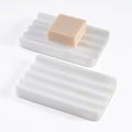 2 Pcs Soap Holder for Bathroom, Marble Soap Dish for Kitchen Countertop, Soap Tray with Creative Wavy Design, Soap Saver for Bath Tub, Sponges, African Natural Stone(Namib Bianco) - color: Namib Bianco