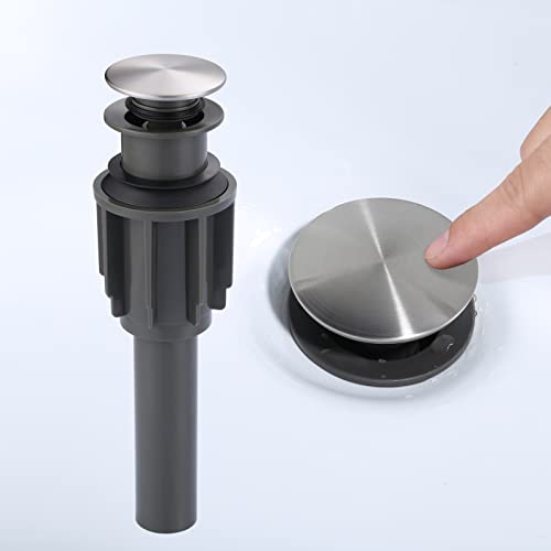 Bathroom Sink Drain Without Overflow, ARCORA Brushed Nickel Pop Up Drain for Vessel Sink Clicker Drain Stopper - color: Brushed Nickel-1 Pack, style: Pon Up Without Overflow