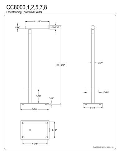 Kingston Brass CC8005 Claremont Freestanding Toilet Paper Holder, 22-3/4-Inch, Oil Rubbed Bronze - color: Oil Rubbed Bronze