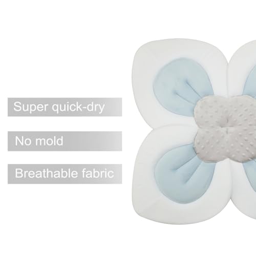 PandaEar Baby Bath Pad for Infant Newborn | Soft Flower Petals for Sink Bathtub Essentials Shower Gift (Blue) - color: Blue