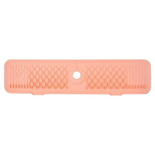 24 Inch Faucet Mat for Kitchen Sink Silicone Sink Splash Guard 5° Slope Faucet Draining Mat Dish Soap Sponge Holder Around Faucet Bathroom Gadgets Sink Accessories Drying Mats Organizer, Pink - color: Pink