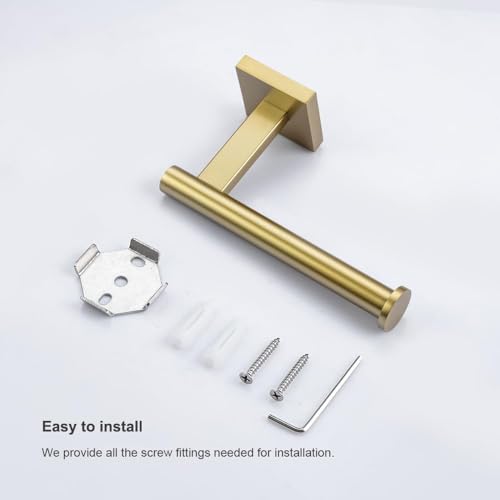 Brushed Gold Toilet Paper Holder Wall Mount, SUS304 Stainless Steel Bathroom Tissue Roll Holder, Champagne Gold Square Design, Fingerprint Resistant, Heavy Duty No-Wobble, Hardware Included - color: Brushed Gold