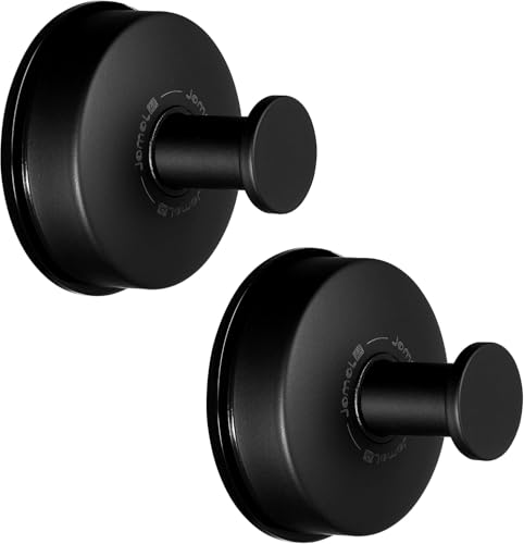 JOMOLA 2PCS Stainless Steel Suction Cup Hook Bathroom Towel Holder Utility Shower Hooks Hanger for Towel Storage Kitchen Utensil Vacuum Suction Cup Hooks, Matte Black - color: Matte Black