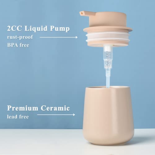 BosilunLife Hand Soap Dispenser - Ceramic Dish Soap Dispenser for Bathroom 12ounce Refillable Liquid Hand Wash Dispenser for Essential Oil, Lotion Soap, Khaki - color: Khaki