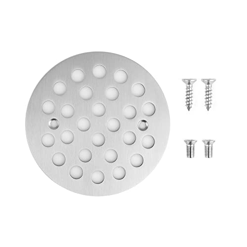 4-1/4 Inch Screw-in Round Floor Drain Cover Replacement Shower Drainer Grates (Brushed Nickel) - color: Brushed Nickel
